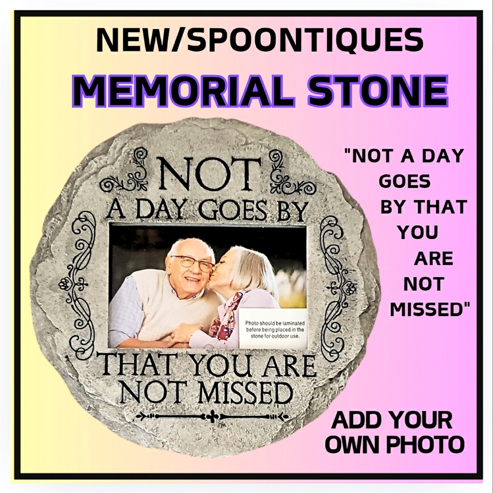 🔥NEW/IN BOX/MEMORIAL STONE/PLAQUE-ADD YOUR OWN PHOTO